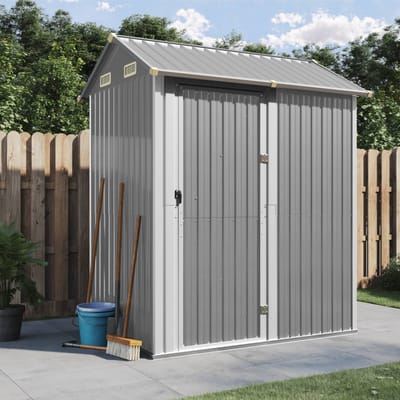 vidaXL - Tuinhuis - Lichtgrijs - 192x152,5x237 - cm - Gegalvaniseerd - Staal