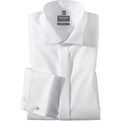 OLYMP Luxor comfort fit overhemd - smoking overhemd - wit - gladde stof met wing kraag - Strijkvrij - Boordmaat: 40 (EU maat: M)