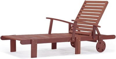Verstelbare Lounger Tuinligbed van Tropisch Hout - Inclusief Uitschuifbare Zijplank en Wielen