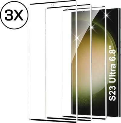 Podec Screenprotector geschikt voor Samsung Galaxy S23 Ultra - Gehard Beschermglas - Transparant en Krasbestendig - Tempered Glass Screen Cover - 3 Stuks