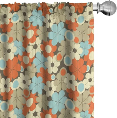 ABAKUHAUS – Bloemen gordijnen 2x75x175 cm – veelkleurige microvezel
