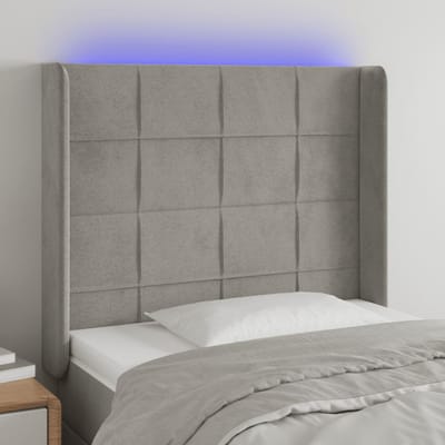 vidaXL - Hoofdbord - LED - 103x16x118/128 - cm - fluweel - lichtgrijs