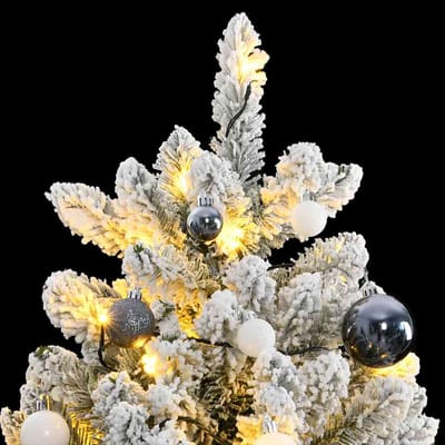 vidaXL - Kunstkerstboom - met - scharnieren - 300 - LED's - en - kerstballen - 180 - cm