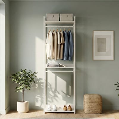 Kledingrek Jässaatka met 3 planken 200x61x40 cm grijs [en.casa]