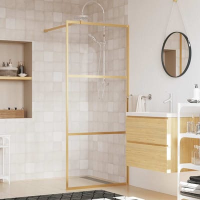 vidaXL - Inloopdouchewand - transparant - 80x195 - cm - ESG-glas - goudkleurig