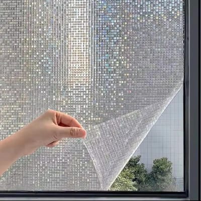 Raamfolie Mozaïek - Privacyfolie Regenboog - Decoratief Zichtblokkerend - Lijmvrij Statisch - 60x300cm - Mozaïek