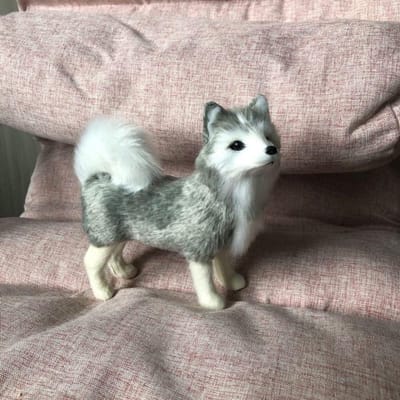 Animal Mignon Husky Jouet en Peluche Réaliste Décoration Chien Simulée Poupée en Peluche Modèle de Chien Doux Jouet en Peluche Chien Réaliste Enfant grise
