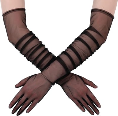 Elegante lange zwarte handschoenen voor dames, 55 cm, perfect voor bruiloften, avondjurken en speciale gelegenheden