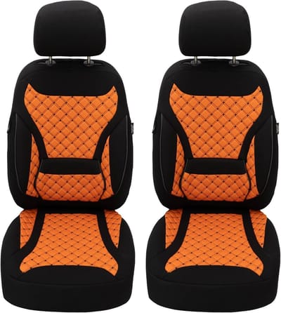 Stoelhoezen Set - Autohoezen Interieur - Interieur Beschermen - Speciale Airbag Naad - 2 Stuks - Zwart Oranje