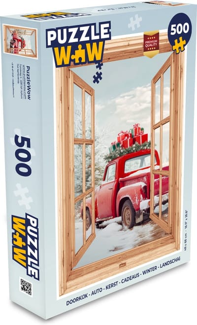 Puzzel Doorkijk - Auto - Kerst - Cadeaus - Winter - Landschap - Legpuzzel - Puzzel 500 stukjes - Kerst - Cadeau - Kerstcadeau voor mannen, vrouwen en kinderen