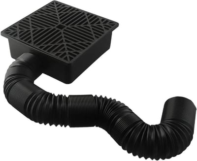 Draina-set met laag profiel - 1,6 m flexibele buis voor vangbekken - ondergrondse waterafvoer en vloedpreventie oplossing, efficiënt watermentsysteem