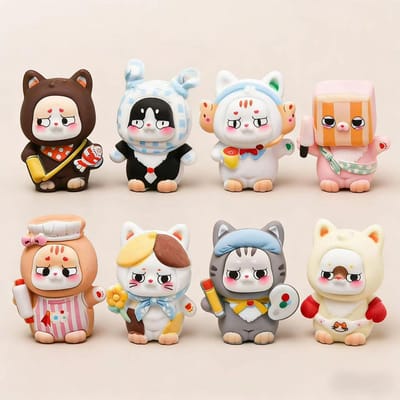 8 stuks/Set Schattige Kattenfiguur Speelgoed Mini Figurine Bureau Decoratie Model Ornamenten Speelgoed Jongens Meisjes Kerstcadeaus