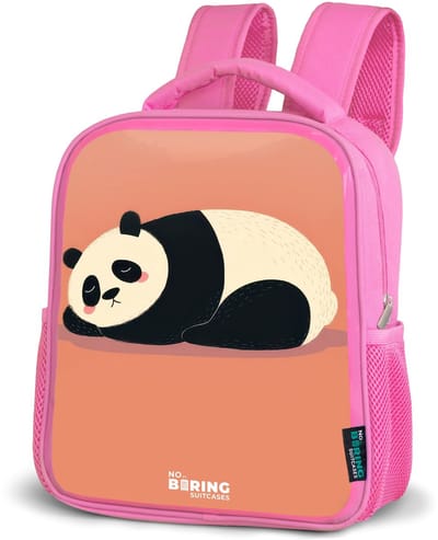 NoBoringSuitcases.com® - Rugzak roze - Schooltas meisjes - Panda - Slapen - Oranje - Kinder rugtas meisje - Boekentas kind - Kinderrugzak voor school - Schoolrugzak