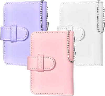 Compact Fotoalbum Set 5 x 7 cm voor Instax Mini, Geschikt voor 32 Foto's per Album, Set van 3 Kleuren (Roze, Paars, Wit)