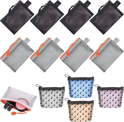 Set van 12 Mini Mesh Pouches met Rits in 6 Kleuren - Kleine Makeup Tassen voor Sleutels, Lippenstift, Munten en Kabels