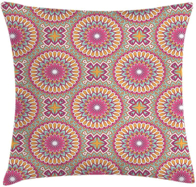 ABAKUHAUS Folkloristische Kussenhoes – Dubbelzijdig bedrukt – 50x50 cm – Rosa Mint