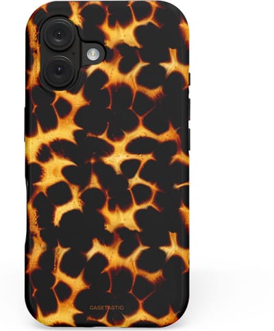 Casetastic hoesje geschikt voor Apple iPhone 16 - MagSafe - Dubbellaagse bescherming - Gevaarlijkspoor - Fashion Case - Zwart Goud Bruin