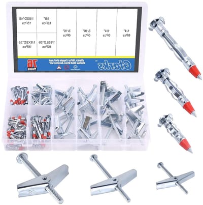 Complete Set van 76 Stuks Toggle Bolts en Hollow Wall Ankers, Inclusief Rond Hoofd en Diverse Maten voor Betrouwbare Bevestiging in Gipsplaten en Muren