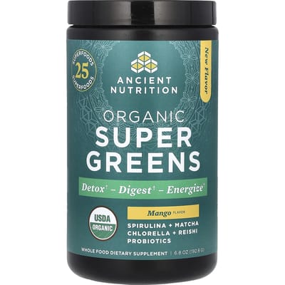 Ancient Nutrition, Super Greens Bio, Mangue, 6,8 oz (192,8 g)