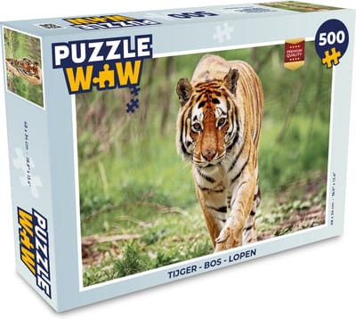 Puzzel Tijger - Bos - Lopen - Legpuzzel - Puzzel 500 stukjes