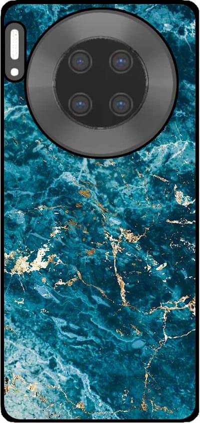 Smartphonica Telefoonhoesje Geschikt voor Huawei Mate 30 Pro met marmer opdruk - TPU backcover case blue marble design - Blauw geschikt voor Huawei Mate 30 Pro