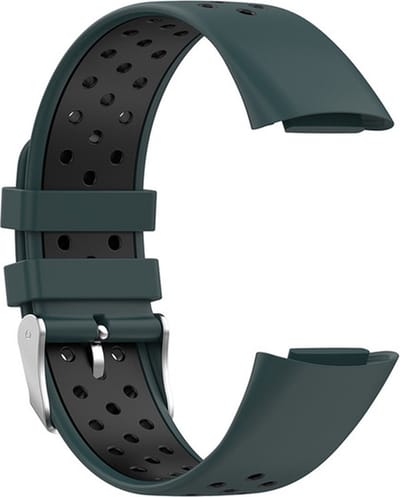 Siliconen bandje - geschikt voor Fitbit Charge 6 - donkergroen-zwart