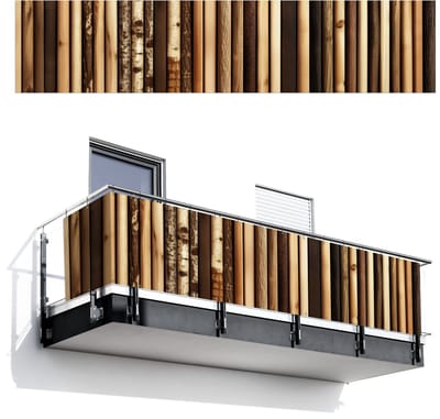 Balkonscherm 500x110 cm - Balkonposter Hout - Planken - Natuurlijk - Balkon scherm decoratie - Balkonschermen - Balkondoek zonnescherm