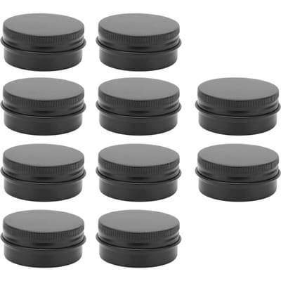 Lot de 10 pots ronds en aluminium, rechargeables et vides, pour parfums et lèvres solides gray