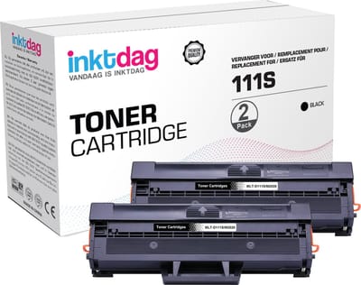 Inktdag huismerk Samsung MLT-D111S zwart (2 stuks) tonercartridge, mlt d111s, mltd111s toner geschikt voor de volgende printers: Samsung Xpress M2020 , M2020 W , M2021 , M2021 W , M2022 , M2022 W , M2026 W