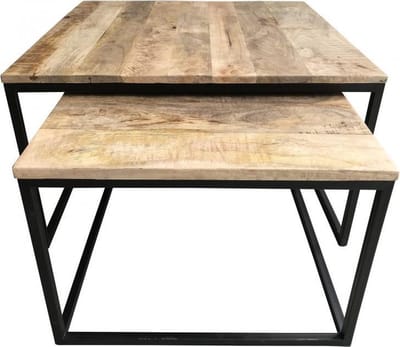 koffietafels - bijzettafels H70  - set van 2 - houten tafel