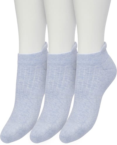Bonnie Doon Sneaker Sokken Deluxe Dames Jeans Blauw maat 36/42 - 3 paar - Badstof Binnenzool - Gladde teennaad - Comfortabele Elastische Bovenzijde - Zacht Hiel Kussen houdt Vuil tegen - Geschikt voor Sport - Denim - Jeans Heather - OL2214023.108