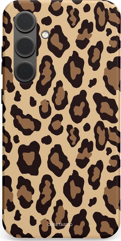 Casetastic hoesje geschikt voor Samsung Galaxy S24 Plus - Dubbellaagse bescherming - Wilde Panter - Fashion Case - Zwart Taupe Crème