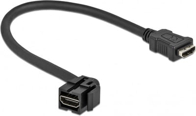 HDMI haaks (110° beneden) Keystone module - HDMI (v) | HDMI1.4 (4K 30Hz) | zwart | 0,30 meter