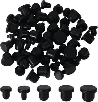 Siliconen Stoppers - Gatpluggen Rubber - Gaten Afdichten - T-Vormig Ontwerp - 5 Maten 4-9.5mm - Zwart