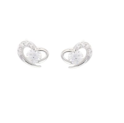 Behave - Oorknoppen dames - zilverkleur hart kristal - romantisch detail