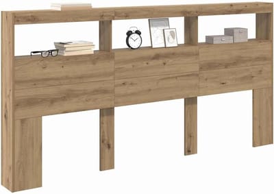 Hoofdbord met Verlichting - Slaapkameropslag - Moderne Slaapkamer - Geïntegreerde USB - 200x17x102 cm - Artisan Eiken