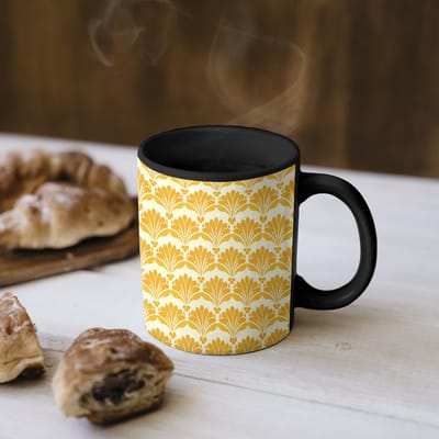 Magische Mok - Foto op Warmte Mokken - Koffiemok - Patroon - Motief - Geel - Magic Mok - Beker - 350 ML - Theemok