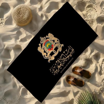 Vlag van Marokko Handdoek Zacht Lichtgewicht Anti-Zand Grote Strandhanddoek Sneldrogend Bad Sport Gezin W101*H183(CM)