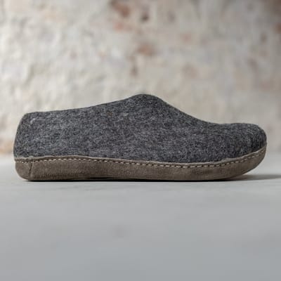 Vilten Heren Pantoffel Ravi - Donkergrijs - Maat 42 - Zachte Zool