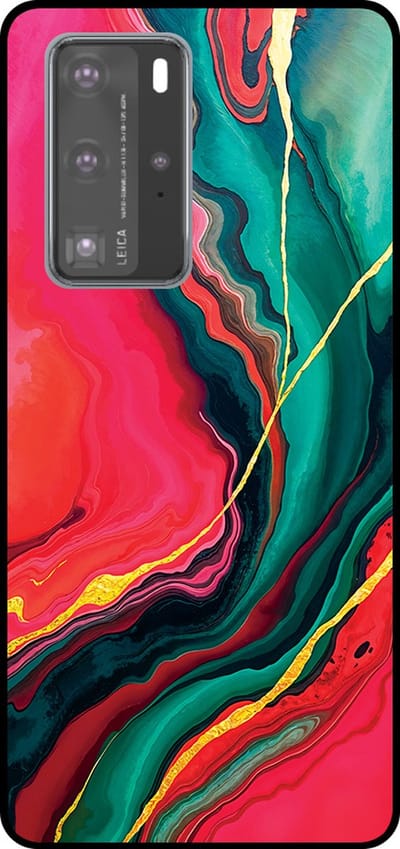 Smartphonica Telefoonhoesje Geschikt voor Huawei P40 Pro met Rood Groen Marmer Opdruk - TPU Backcover Case Red Green Marble Design geschikt voor Huawei P40 Pro
