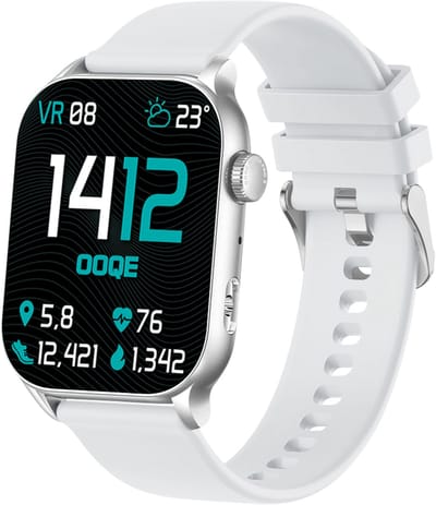 OOQE WATCH PRO 8 - Smartwatch Heren en Dames | Geschikt voor iOS en Android | AMOLED | Notificaties | Gezondheidsanalyse | Sportanalyse | GPS Koppeling | Bellen | Muziek/Audio Luisteren | Ergonomisch | Nederlandstalig | Wit