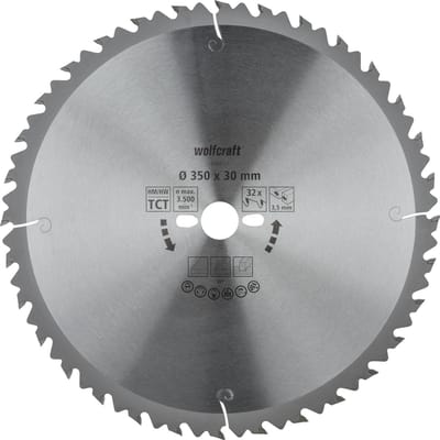 wolfcraft - Zaagtafel Cirkelzaagblad 350x30mm - 32 Tanden - Zaagblad voor Tafelzaag - Serie groen - 6666000