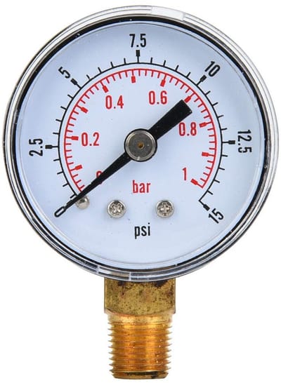 Dailygoods- Manometer 1/8inch BSPT - Drukmeter 0-15psi/0-1bar - Metalen Behuizing - Nauwkeurige Drukmeting - Gloednieuw - Compact 6x4x2.5cm