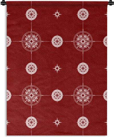 Wandkleed - Wanddoek - Kompas - Reizen - Patronen - 150x200 cm - Wandtapijt