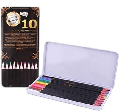 Craft Sensations Professioneel Fine Art kleurpotloden in Metalen Blik - 10 Stuks