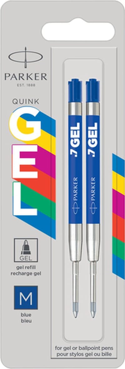 Parker Jotter Originele gelpen vullingen | Vloeiend blauwe gel-inktvullingen | medium punt (0,7 mm) | 2 stuks