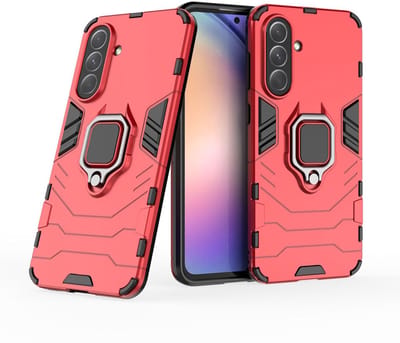 MobyDefend Hoesje - Geschikt voor Samsung Galaxy A36 / Galaxy A56 - Dubbelgelaagde Pantsercase Met Standaard - Rood