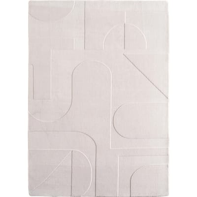 Japandi Vloerkleed - Hoogpolig - Scandinavisch Design - 3D-Effect - Creme- 80x250 CM