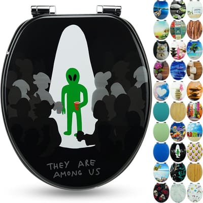 Toiletbril Hout - Zitting Deksel - Badkamer Upgrade - Softclose Mechanisme - 43x37cm - Alien