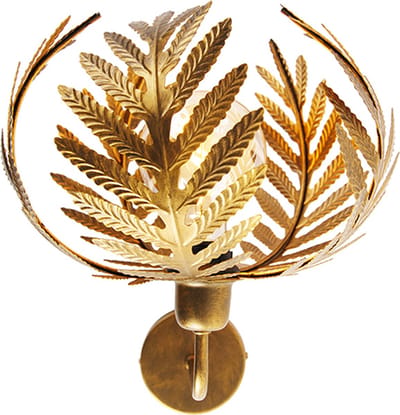 QAZQA botanica - Landelijke Wandlamp voor binnen - 1 lichts - D 30 cm - Goud/messing - Woonkamer | Slaapkamer | Keuken